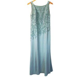 Jade Couture Crew Neck Sleeveless Embroidered Bodice Leg Slit Formal Dress 12